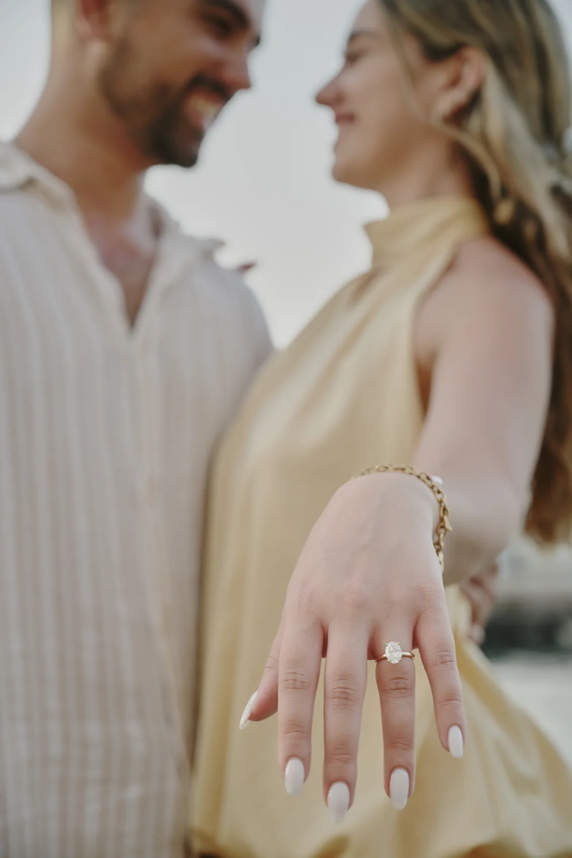 Nicole showing her engagement ring after the Sorrento proposal